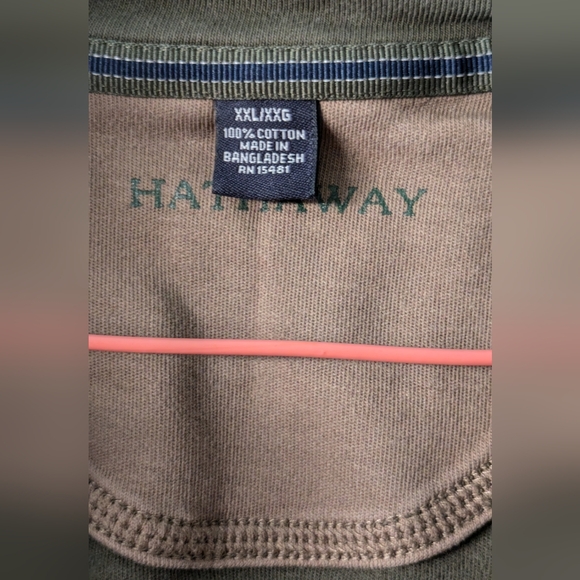 Hathaway Jacket Mens XXL 1/4 Zip Pullover Jacket GREEN 100% Cotton Long Sleeve - Picture 4 of 6